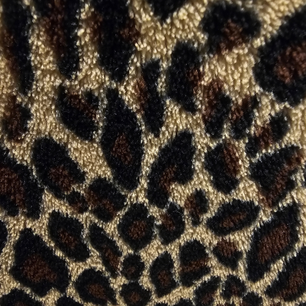 Oscar de la Renta Leopard Print Plush Zip Robe L/XL Long Sleeve Lounge Wear - Picture 3 of 9